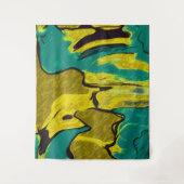 Mustard Yellow Blauwgroen Abstract Wandkleed (Voorkant)