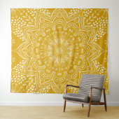 Mustard Yellow Boho Mandala Wandkleed (In Situ (horizontaal))