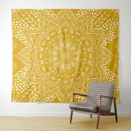 Mustard Yellow Boho Mandala Wandkleed