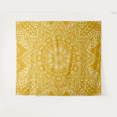 Mustard Yellow Boho Mandala Wandkleed (Voorkant (horizontaal))