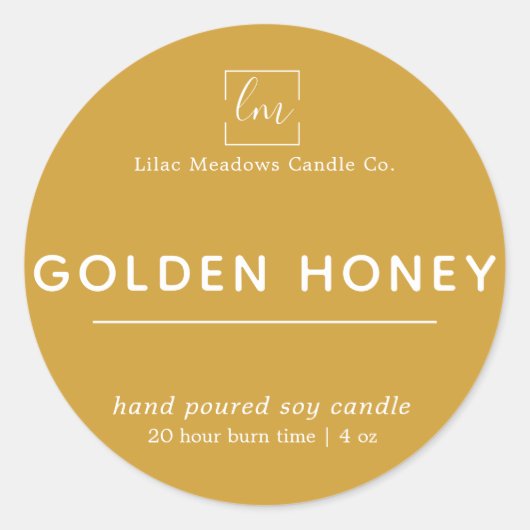 Mustard Yellow Boho Round Candle Label (Voorkant)