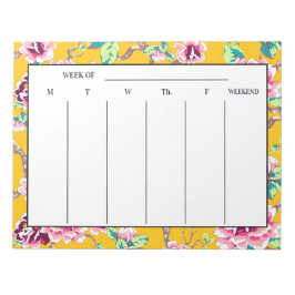 Mustard Yellow Bright Pink Floral Weekplannen Notitieblok
