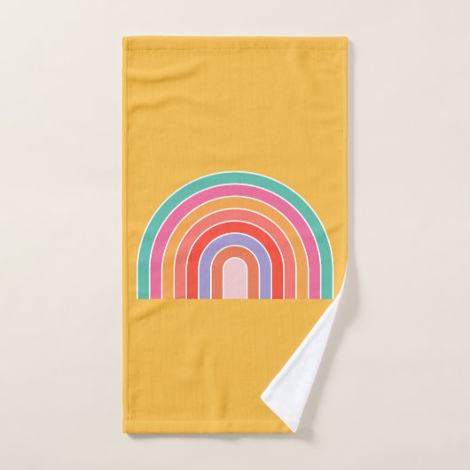 Mustard Yellow Colorful Rainbow Bad Handdoek (Handdoek)