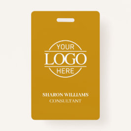 Mustard Yellow Custom Business Logo Employee ID Badge