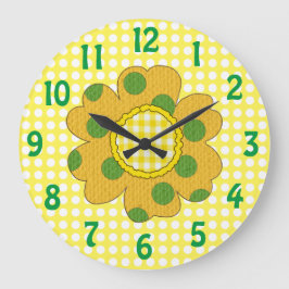 Mustard Yellow Dotted Flower uit 1970 Grote Klok
