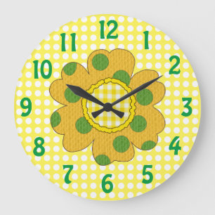 Mustard Yellow Dotted Flower uit 1970 Grote Klok