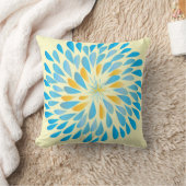 Mustard Yellow en Aqua Modern Flower Pillow Kussen (Deken)