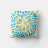 Mustard Yellow en Aqua Modern Flower Pillow Kussen (Voorkant)
