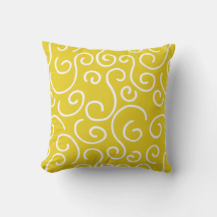 Mustard Yellow en White Doodle Pattern Kussen