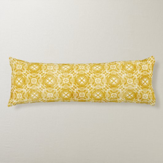 Mustard Yellow en White Lace Overlay Lichaamskussen (Voorkant)