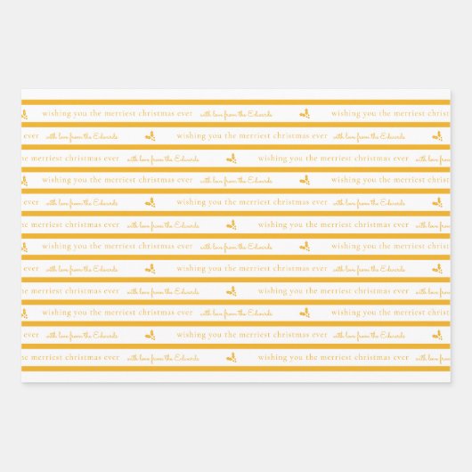 Mustard Yellow en White Modern Holly Sprig Inpakpapier Vel (Voorkant 2)