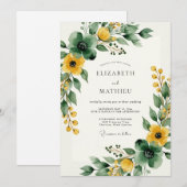 Mustard Yellow Exquisite Forest Wedding Kaart (Voorkant / Achterkant)