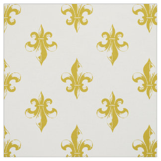 Mustard Yellow Fleur De Lis Pattern Stof