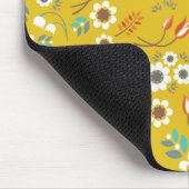  Mustard Yellow Floral Flowers Patroon Muismat (Hoek)