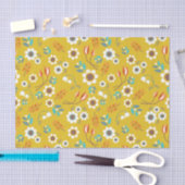 Mustard Yellow Floral Flowers Patroon Tissuepapier (Craft)
