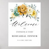 Mustard Yellow Floral Rehearsal Dinner Welcome Poster (Voorkant)