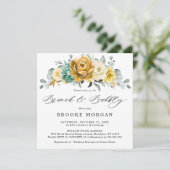 Mustard Yellow Floral Sage Green Brunch en Bubble Kaart (Staand voorkant)