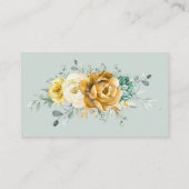 Mustard Yellow Floral Sage Green Wedding Reception Informatiekaartje (Achterkant)