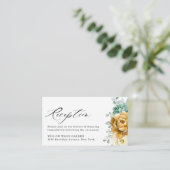 Mustard Yellow Floral Sage Green Wedding Reception Informatiekaartje (Staand voorkant)