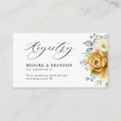 Mustard Yellow Floral Sage Green Wedding Registry Informatiekaartje (Voorkant)