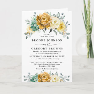 Mustard Yellow Floral Sage Greenery Modern Wedding