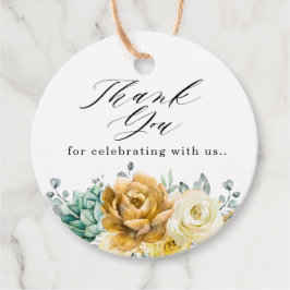 Mustard Yellow Floral Sage Greenery Modern Wedding Bedankjes Labels