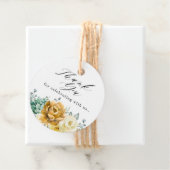 Mustard Yellow Floral Sage Greenery Modern Wedding Bedankjes Labels (In situ)