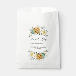 Mustard Yellow Floral Sage Greenery Modern Wedding Bedankzakje