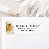 Mustard Yellow Floral Sage Greenery Modern Wedding Etiket (Insitu)