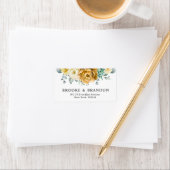 Mustard Yellow Floral Sage Greenery Modern Wedding Etiket (Insitu)