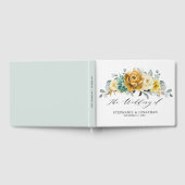 Mustard Yellow Floral Sage Greenery Modern Wedding Gastenboek (Volledig)