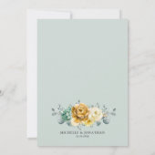 Mustard Yellow Floral Sage Greenery Modern Wedding Kaart (Achterkant)