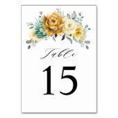 Mustard Yellow Floral Sage Greenery Modern Wedding Kaart (Achterkant)