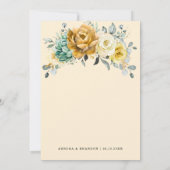 Mustard Yellow Floral Sage Greenery Modern Wedding Kaart (Achterkant)