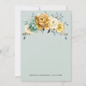 Mustard Yellow Floral Sage Greenery Modern Wedding Kaart (Achterkant)