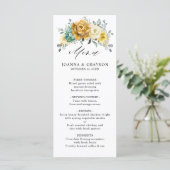 Mustard Yellow Floral Sage Greenery Modern Wedding Menu (Staand voorkant)