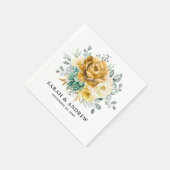 Mustard Yellow Floral Sage Greenery Modern Wedding Servet (Hoek)