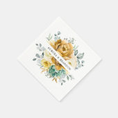 Mustard Yellow Floral Sage Greenery Modern Wedding Servet (Hoek)