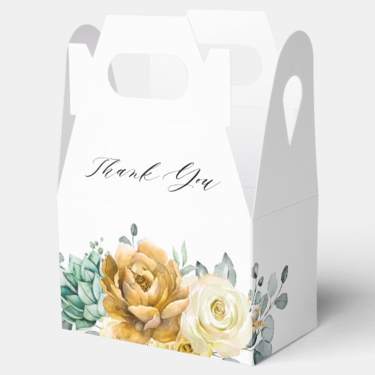Mustard Yellow Floral Sage Greenery Vrijgezellenfe Bedankdoosjes (Geopend)