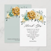 Mustard Yellow Floral Sage Greenery Vrijgezellenfe Bedankkaart (Voorkant / Achterkant)