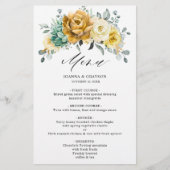 Mustard Yellow Floral Sage Greenery Wedding Menu (Voorkant)