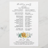 Mustard Yellow Floral Sage Modern Wedding Programm (Achterkant)