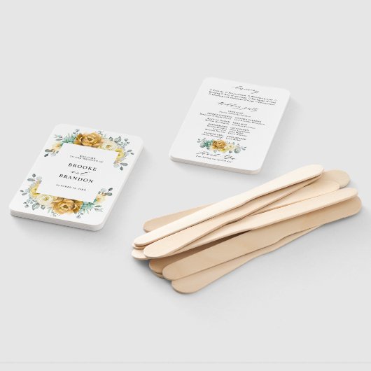 Mustard Yellow Floral Sage Modern Wedding Programm Handwaaier (Niet-gemonteerd)