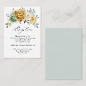 Mustard Yellow Floral Sage Weddenschap Reception Informatiekaartje (Voorkant / Achterkant)