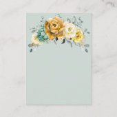 Mustard Yellow Floral Sage Weddenschap Reception Informatiekaartje (Achterkant)