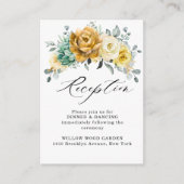 Mustard Yellow Floral Sage Weddenschap Reception Informatiekaartje (Voorkant)