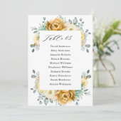 Mustard Yellow Floral Sage Wedding Seding Chart Kaart (Staand voorkant)