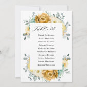 Mustard Yellow Floral Sage Wedding Seding Chart Kaart (Achterkant)