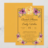 Mustard Yellow Floral Vrijgezellenfeest Invite Kaart (Voorkant / Achterkant)