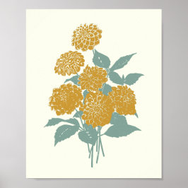  Mustard Yellow Flower Illustration Poster